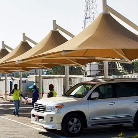 Tensile shade structure installation